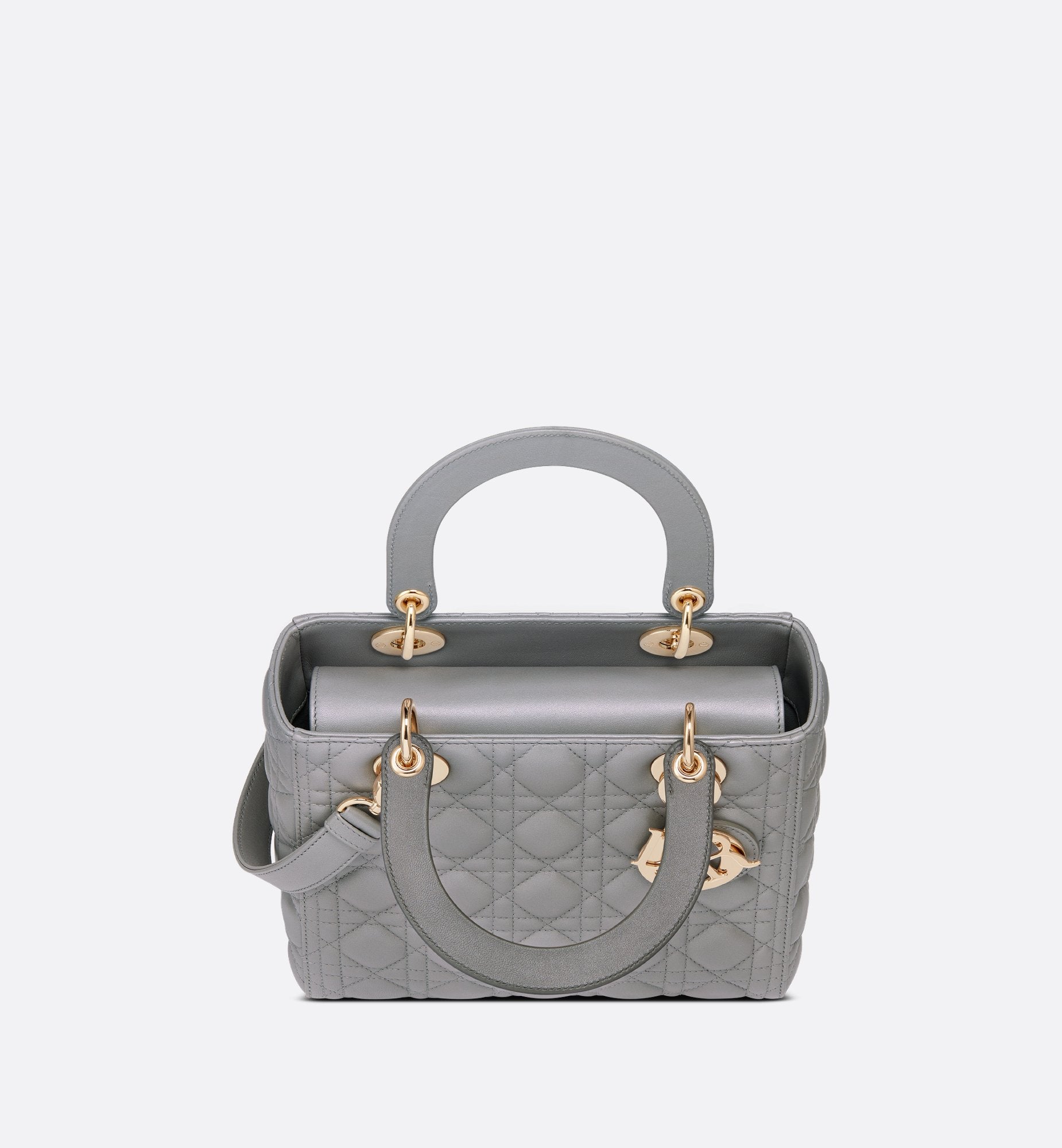 Medium Lady Dior Bag Opaline Gray Pearlescent Cannage Lambskin