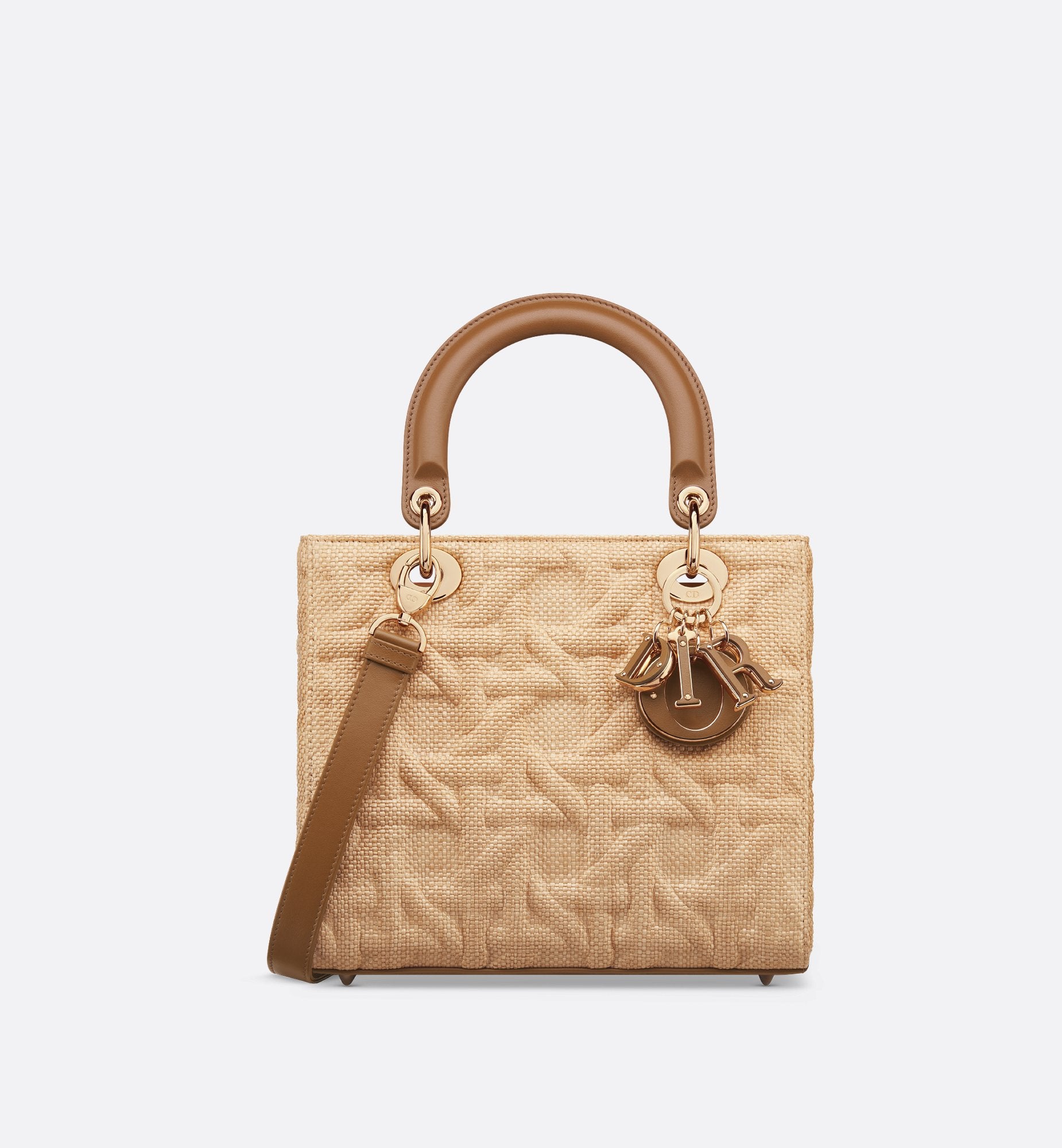 Medium Lady Dior Bag Beige Graphic Cannage Raffia