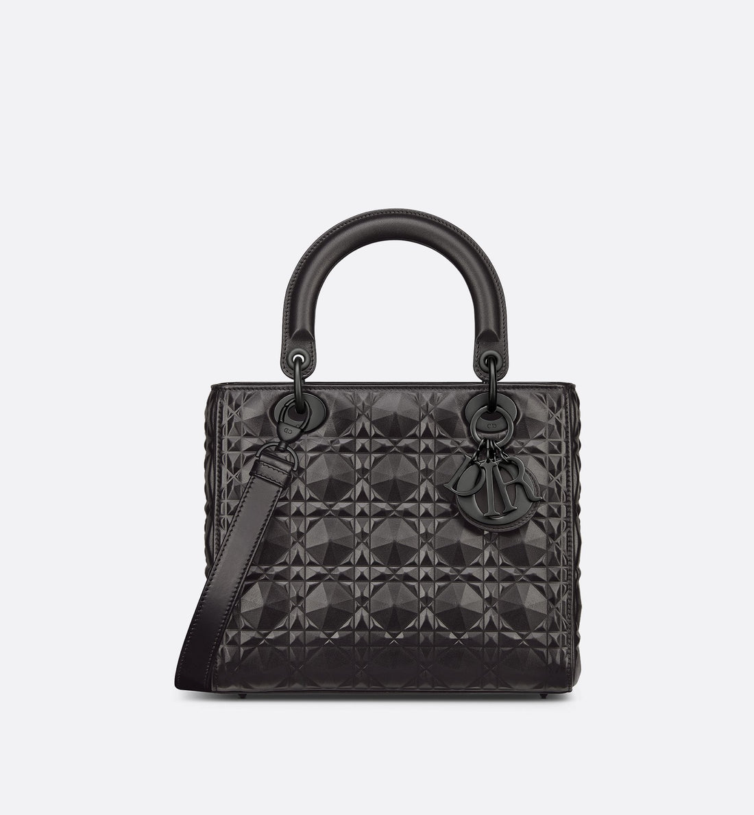 Medium Lady Dior Bag Black Cannage Calfskin With Diamond Motif