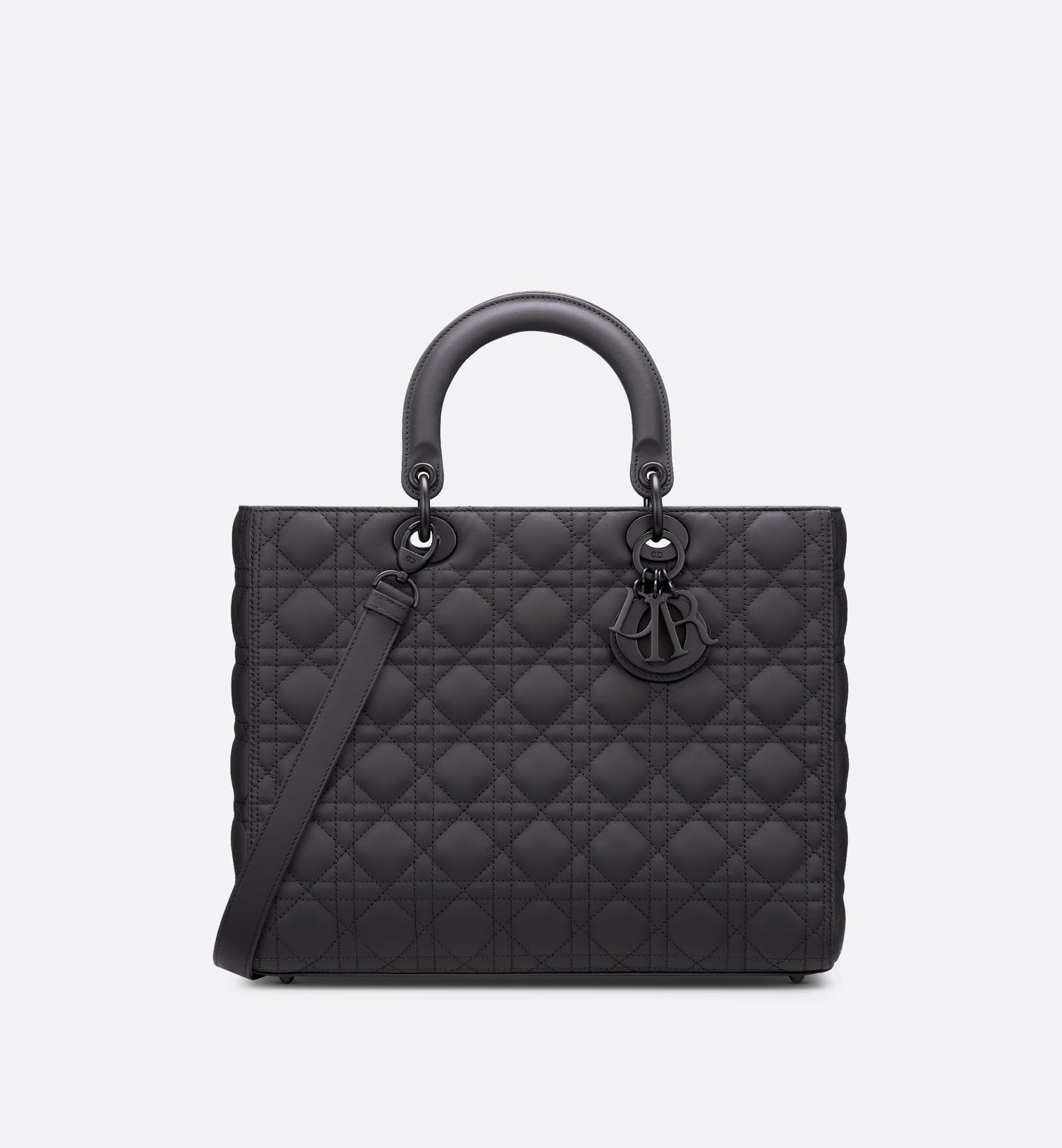 Large Lady Dior Bag Black Ultramatte Cannage Calfskin