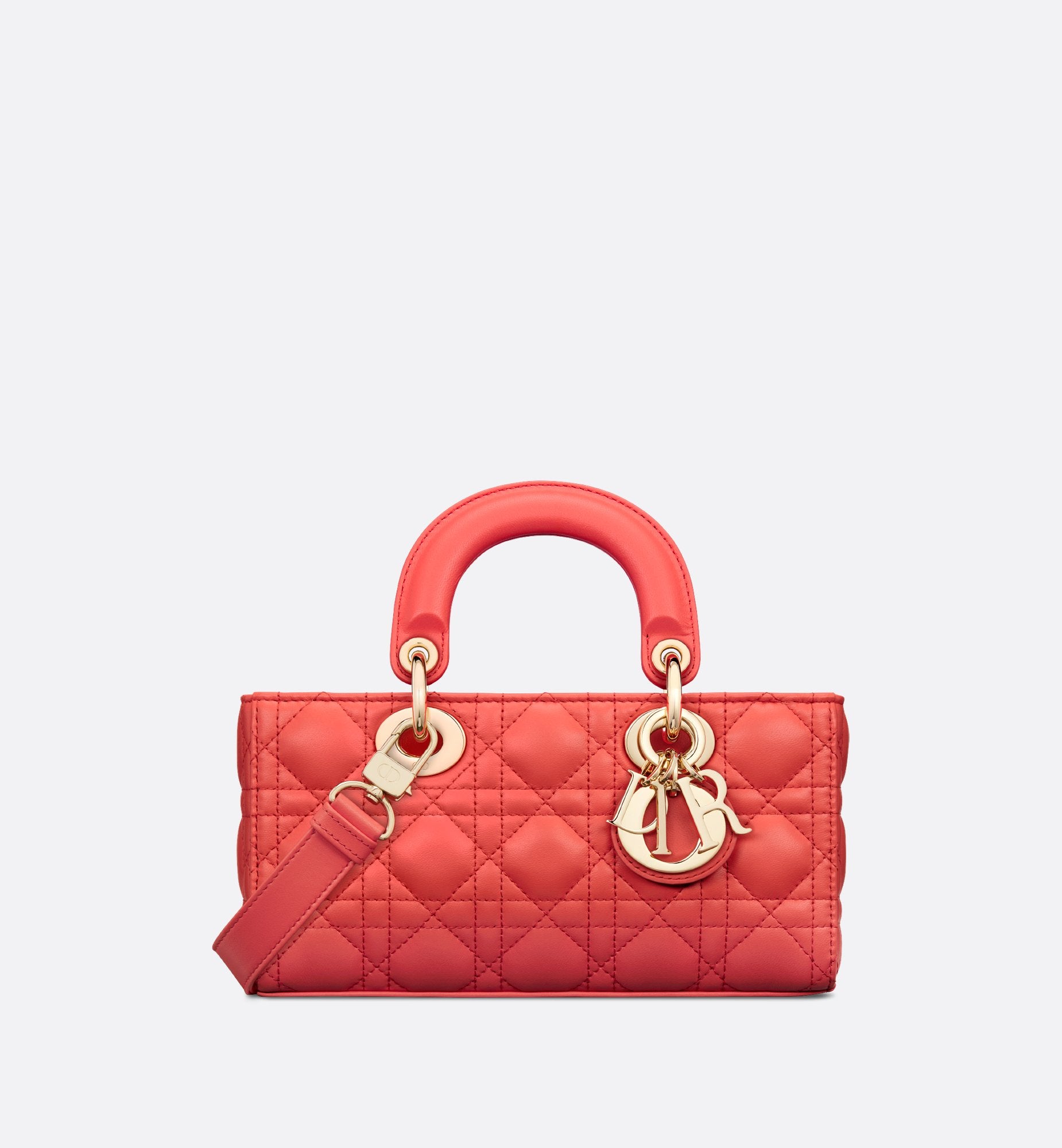 Small Dioriviera Lady D-Joy Bag Coral Cannage Lambskin