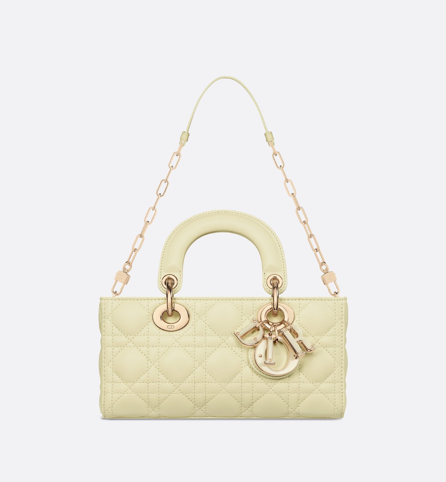 Small Lady D-Joy Bag Pastel Yellow Cannage Lambskin