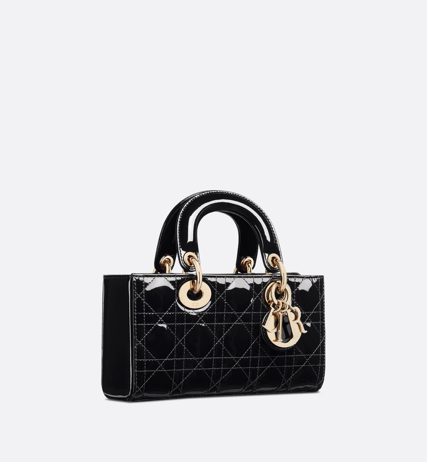 Small Lady D-Joy Bag Black Patent Cannage Calfskin