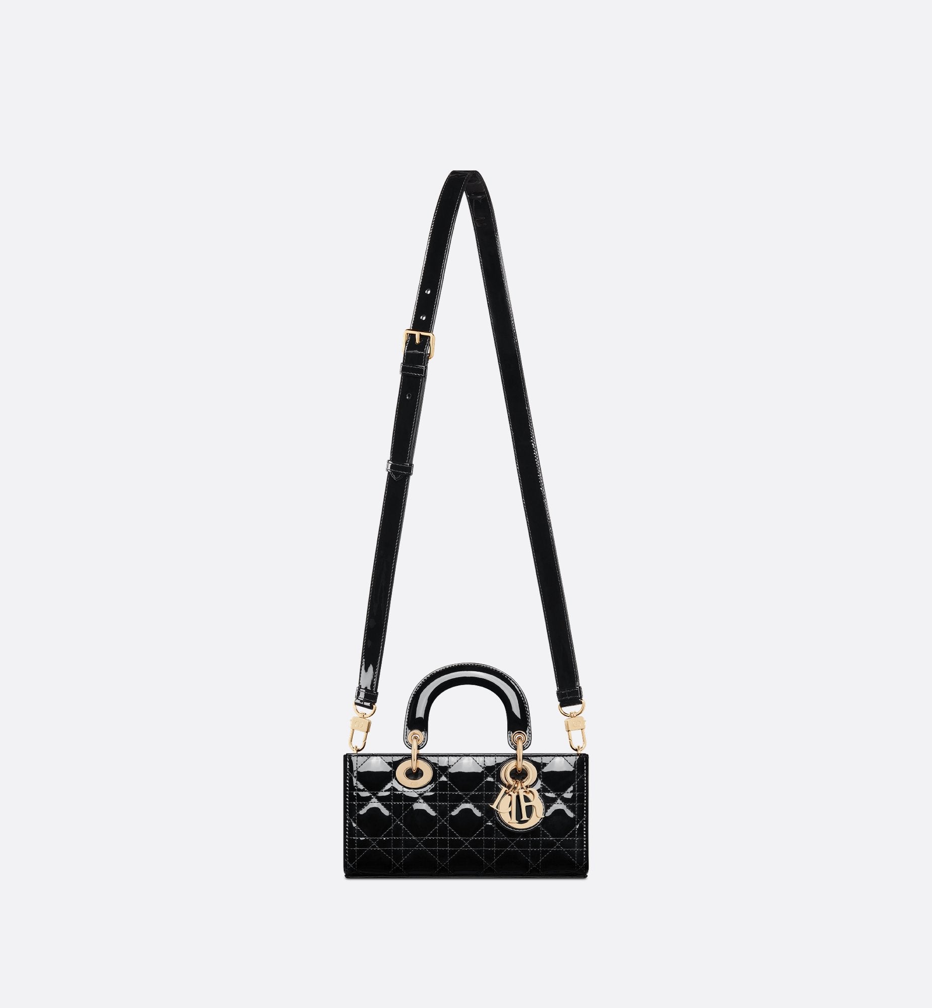 Small Lady D-Joy Bag Black Patent Cannage Calfskin