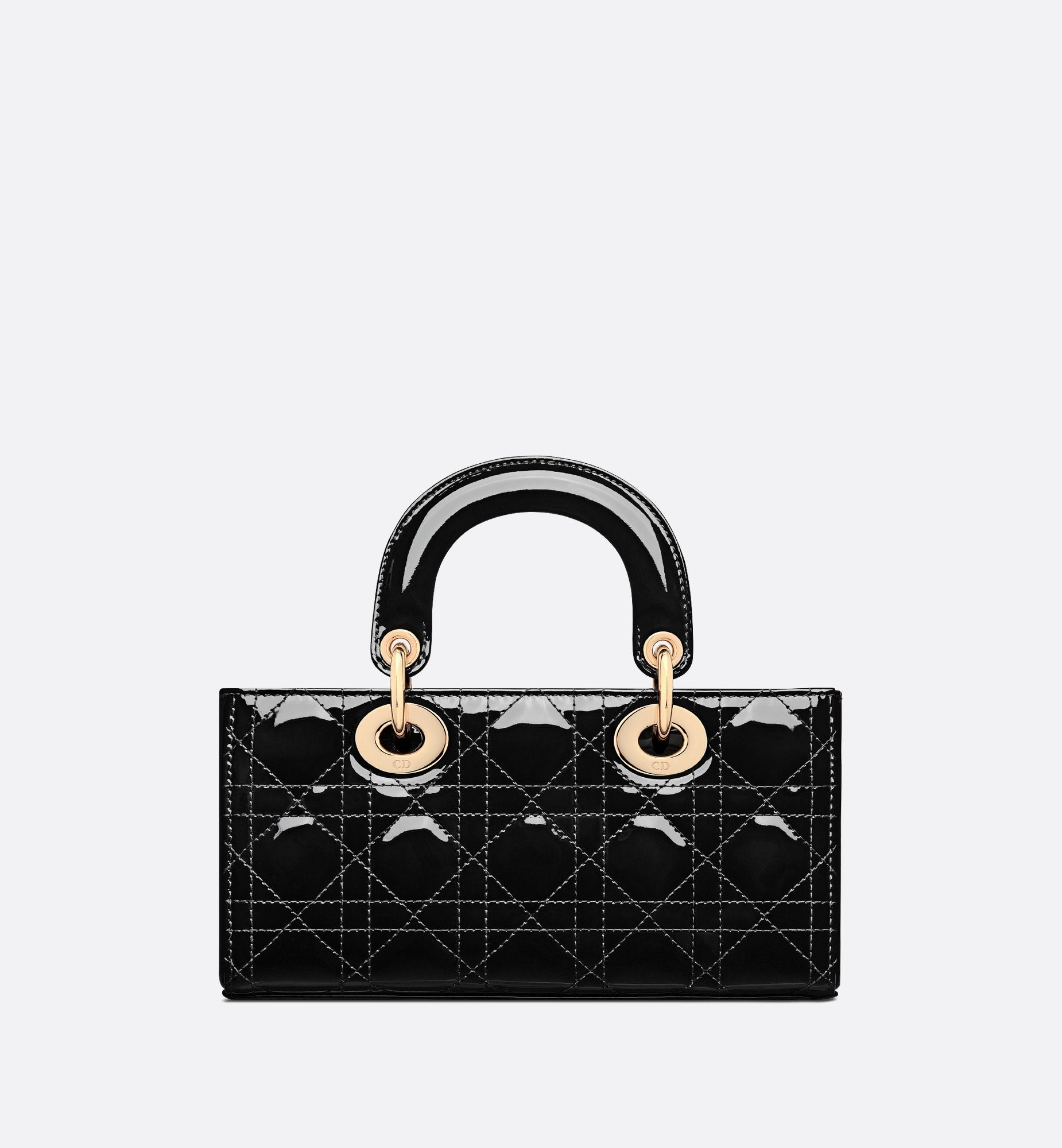 Small Lady D-Joy Bag Black Patent Cannage Calfskin