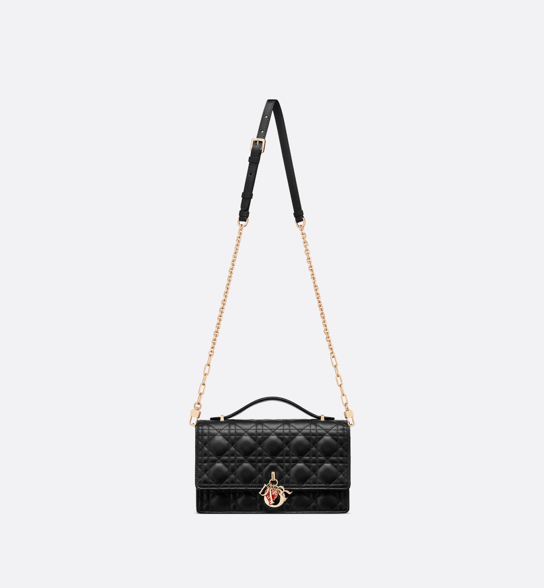 Dioramour My Dior Top Handle Bag Black Cannage Calfskin