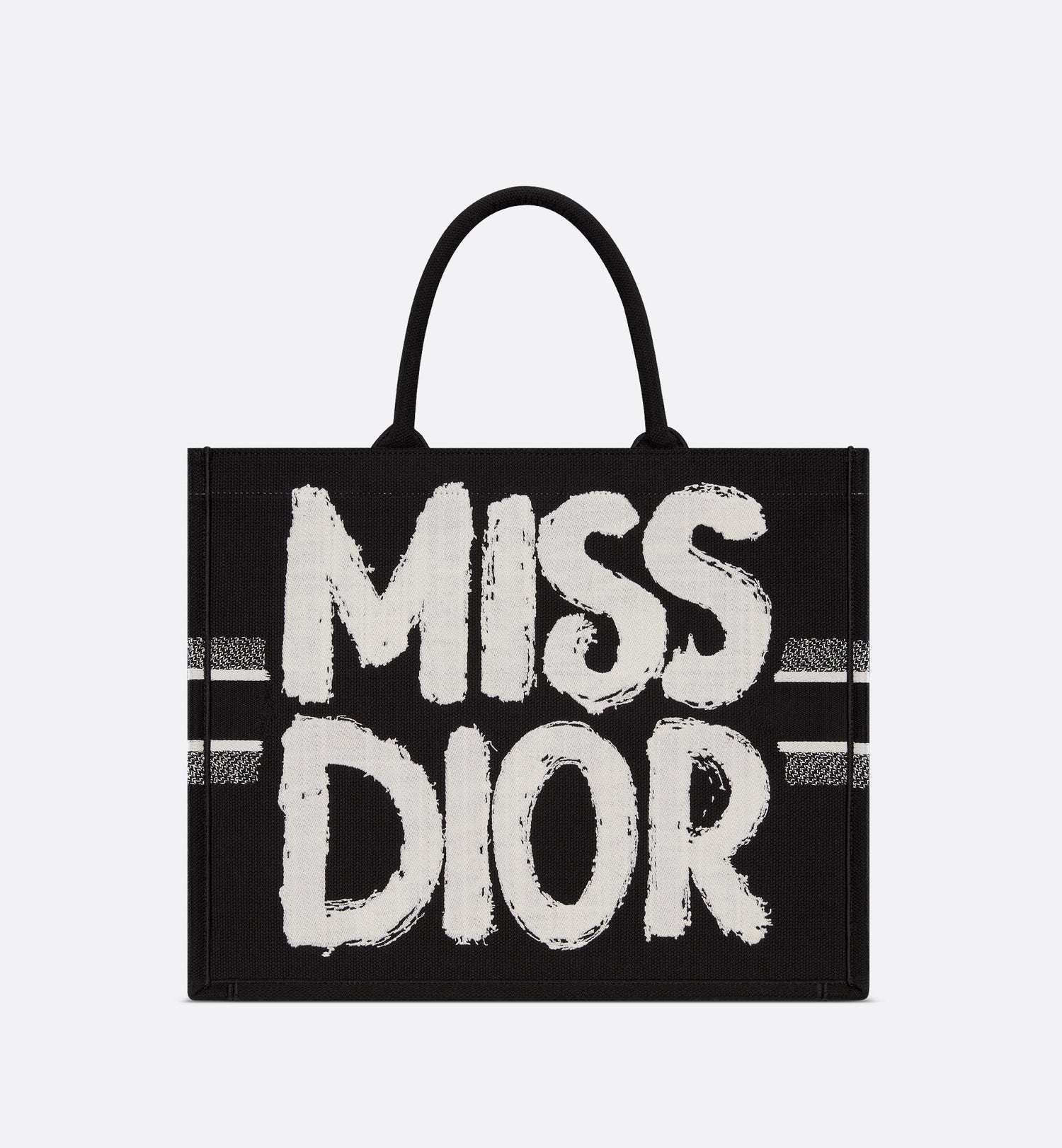 Large Dior Book Tote Black And White Miss Dior Graffiti Embroidery