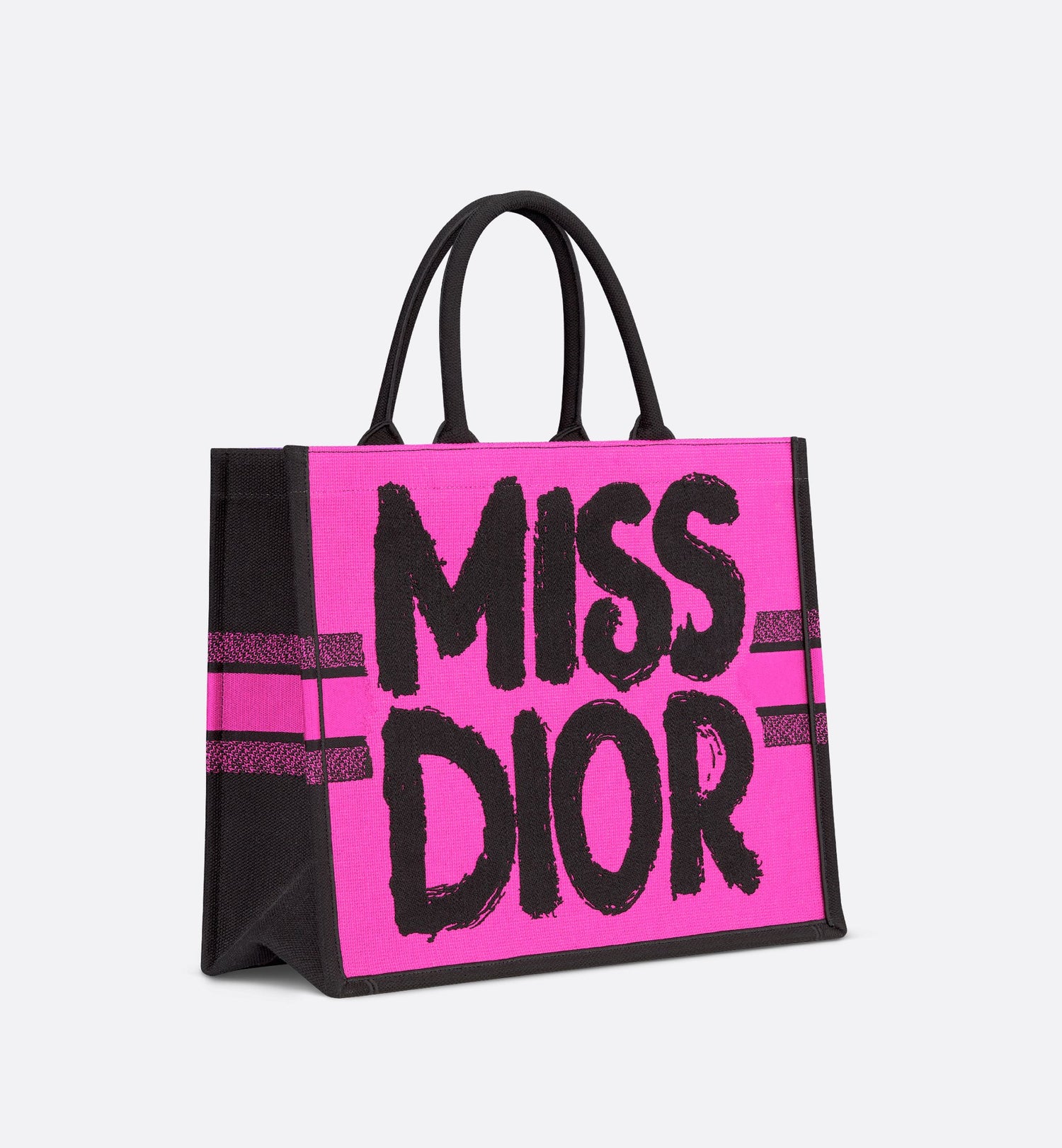 Large Dior Book Tote Two Tone Fuchsia And Purple Miss Dior Graffiti Embroidery