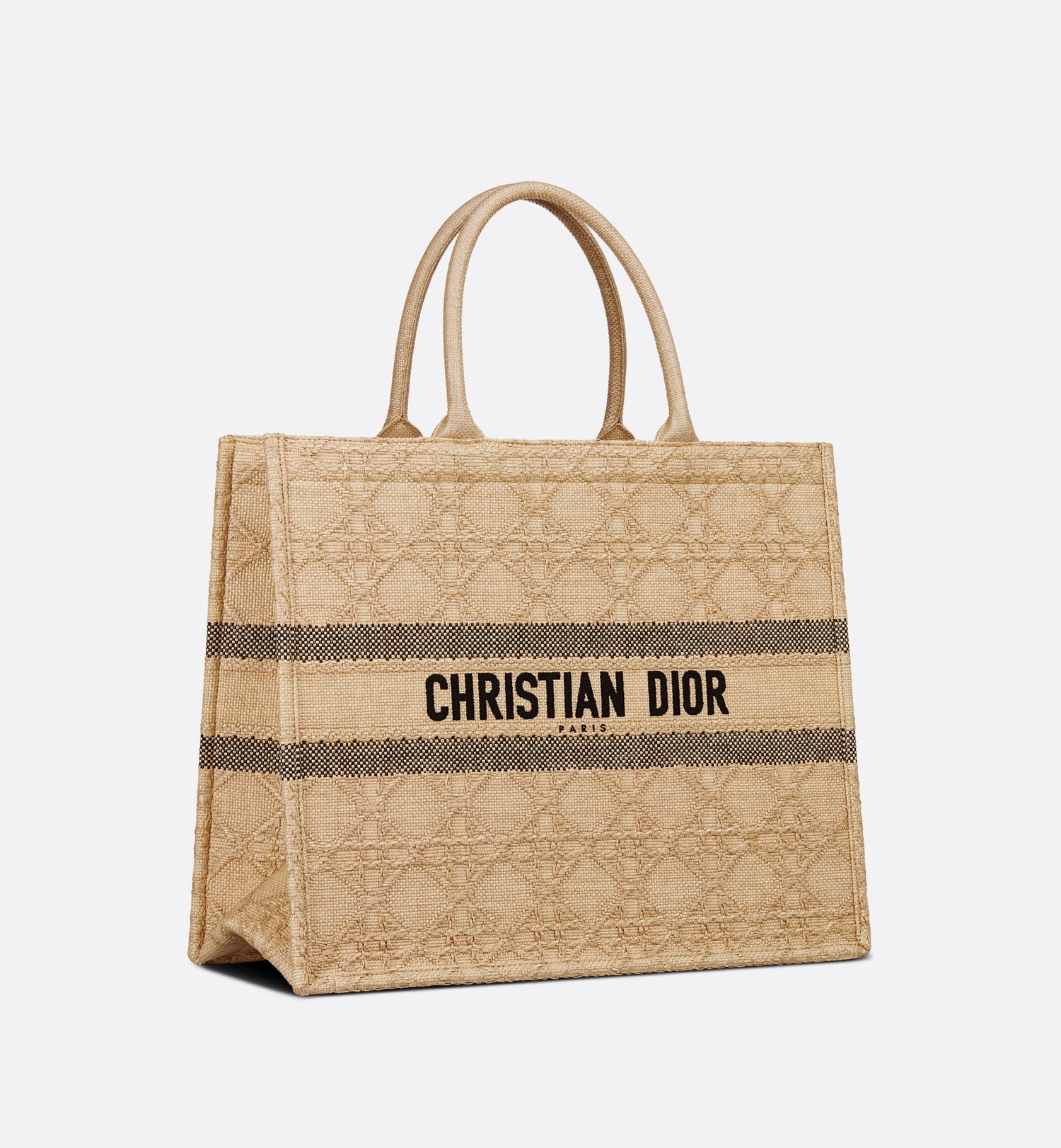 Large Dior Book Tote Natural Cannage Raffia