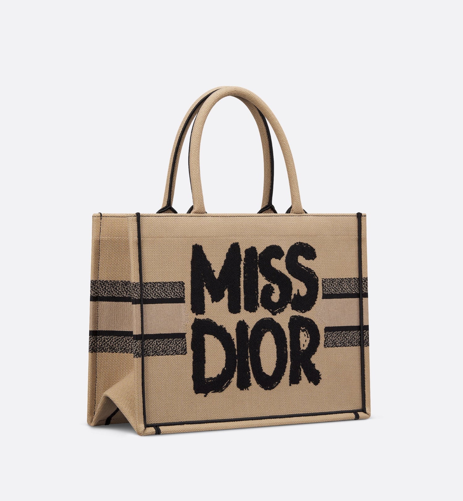 Medium Dior Book Tote Beige And Black Miss Dior Graffiti Embroidery