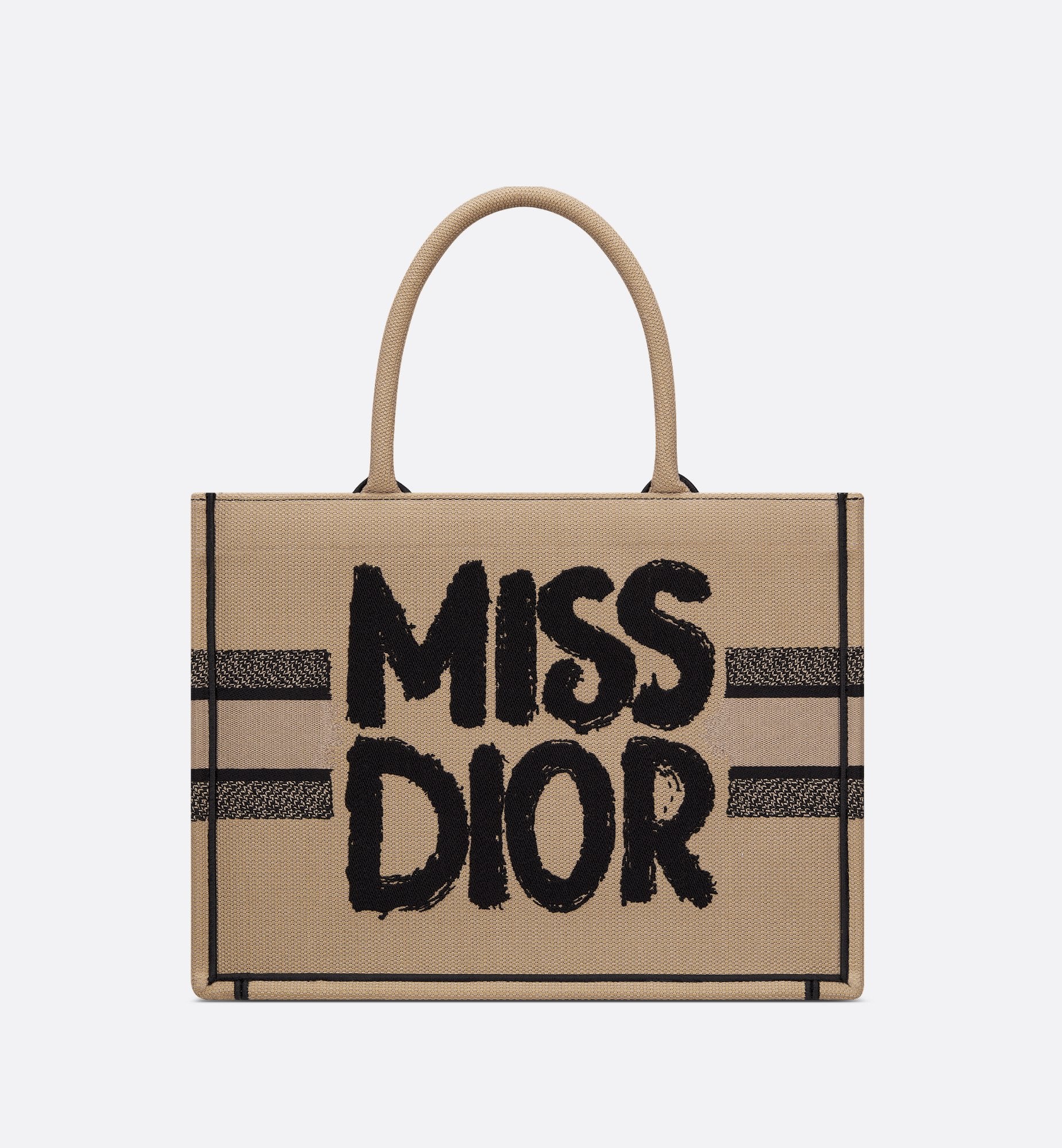 Medium Dior Book Tote Beige And Black Miss Dior Graffiti Embroidery