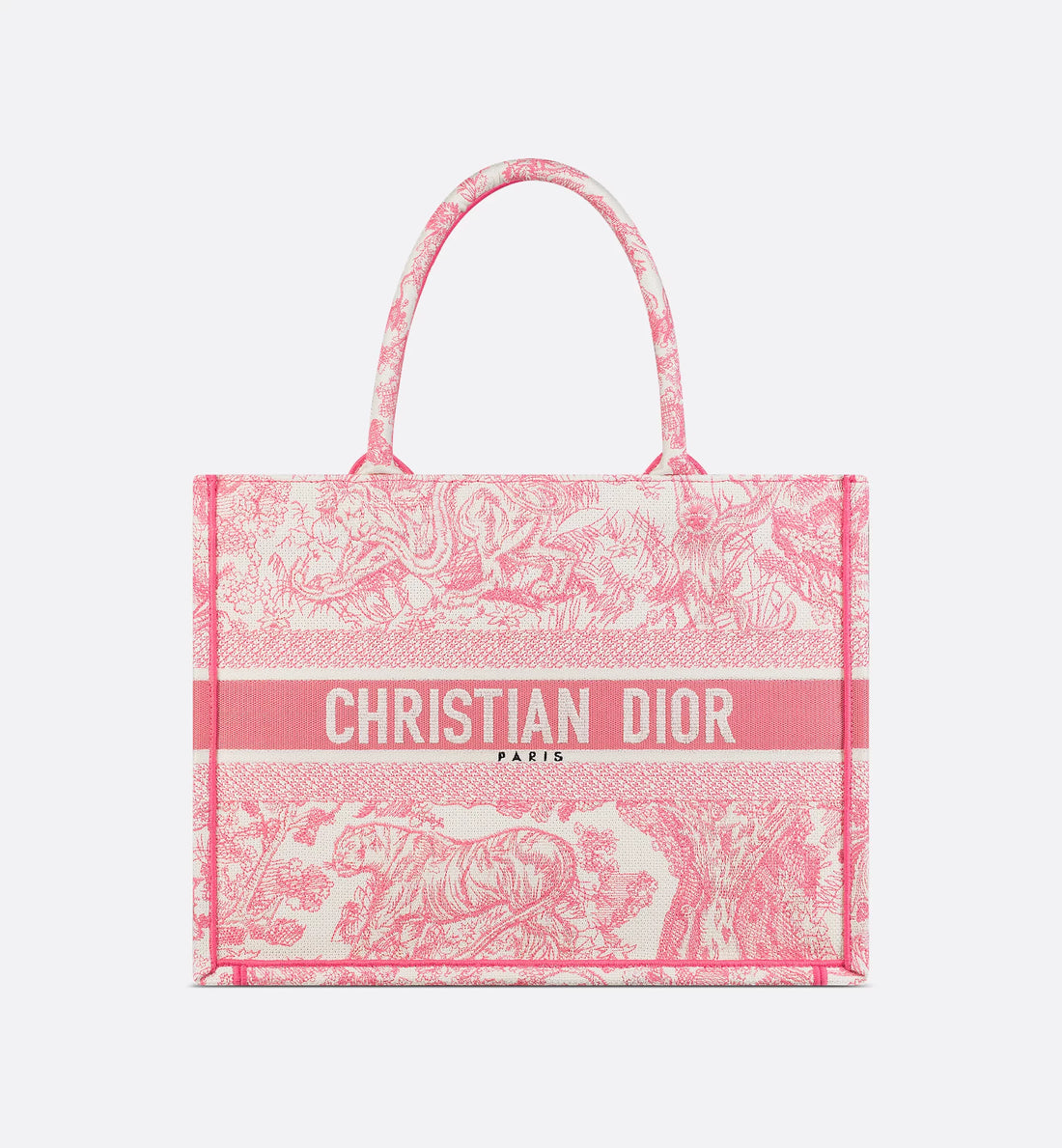 Medium Dioriviera Dior Book Tote Candy Pink Toile de Jouy Embroidery