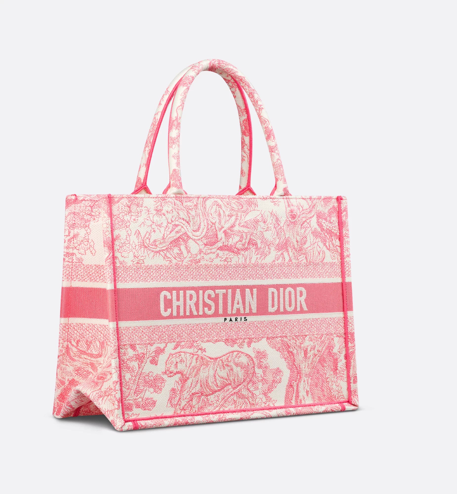 Medium Dioriviera Dior Book Tote Candy Pink Toile de Jouy Embroidery