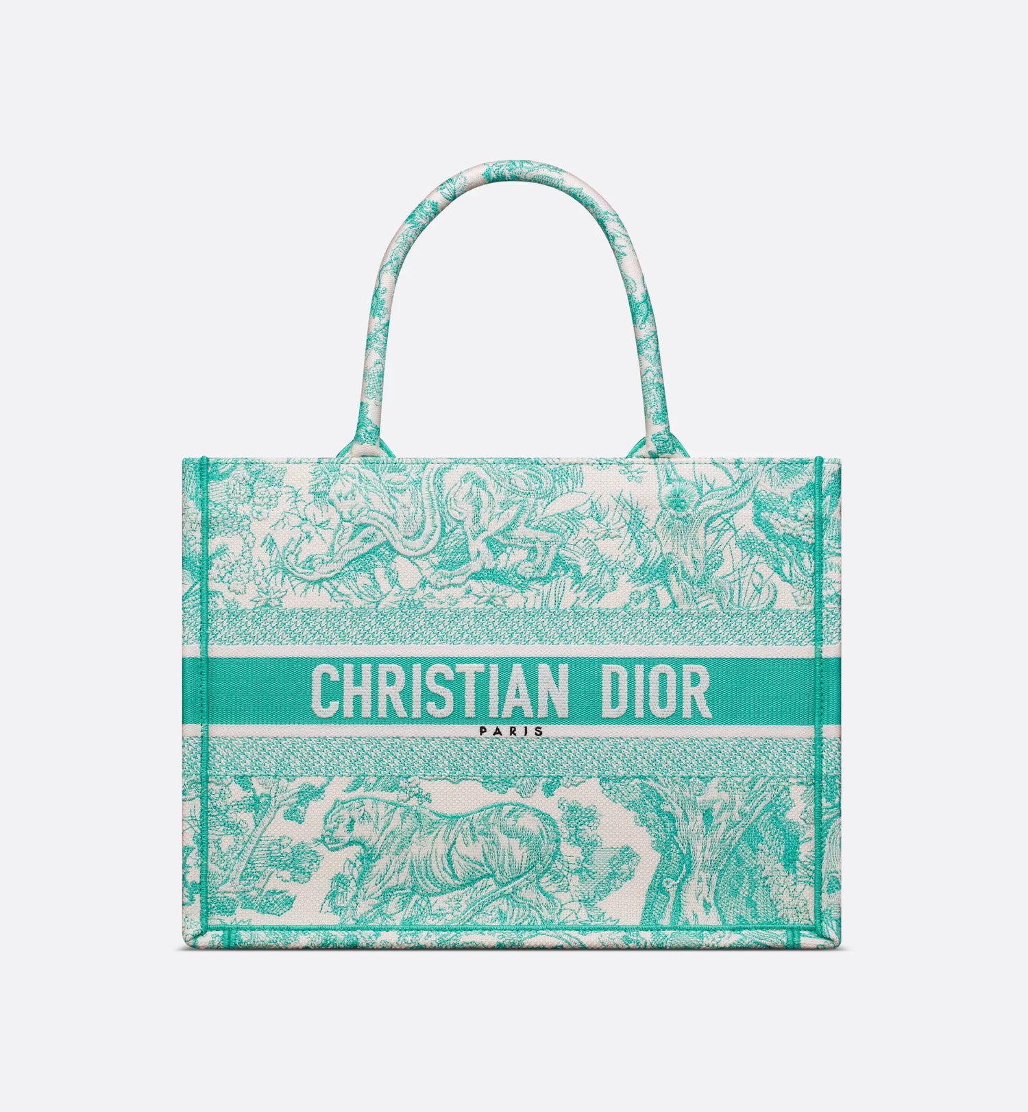 Medium Dioriviera Dior Book Tote Aquamarina Toile de Jouy Embroidery