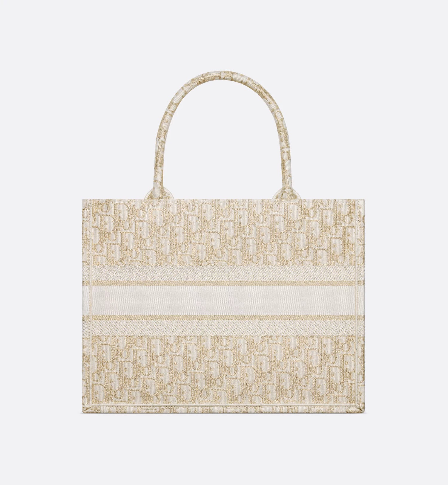 Medium Dior Book Tote White and Gold-Tone Dior Oblique Embroidery