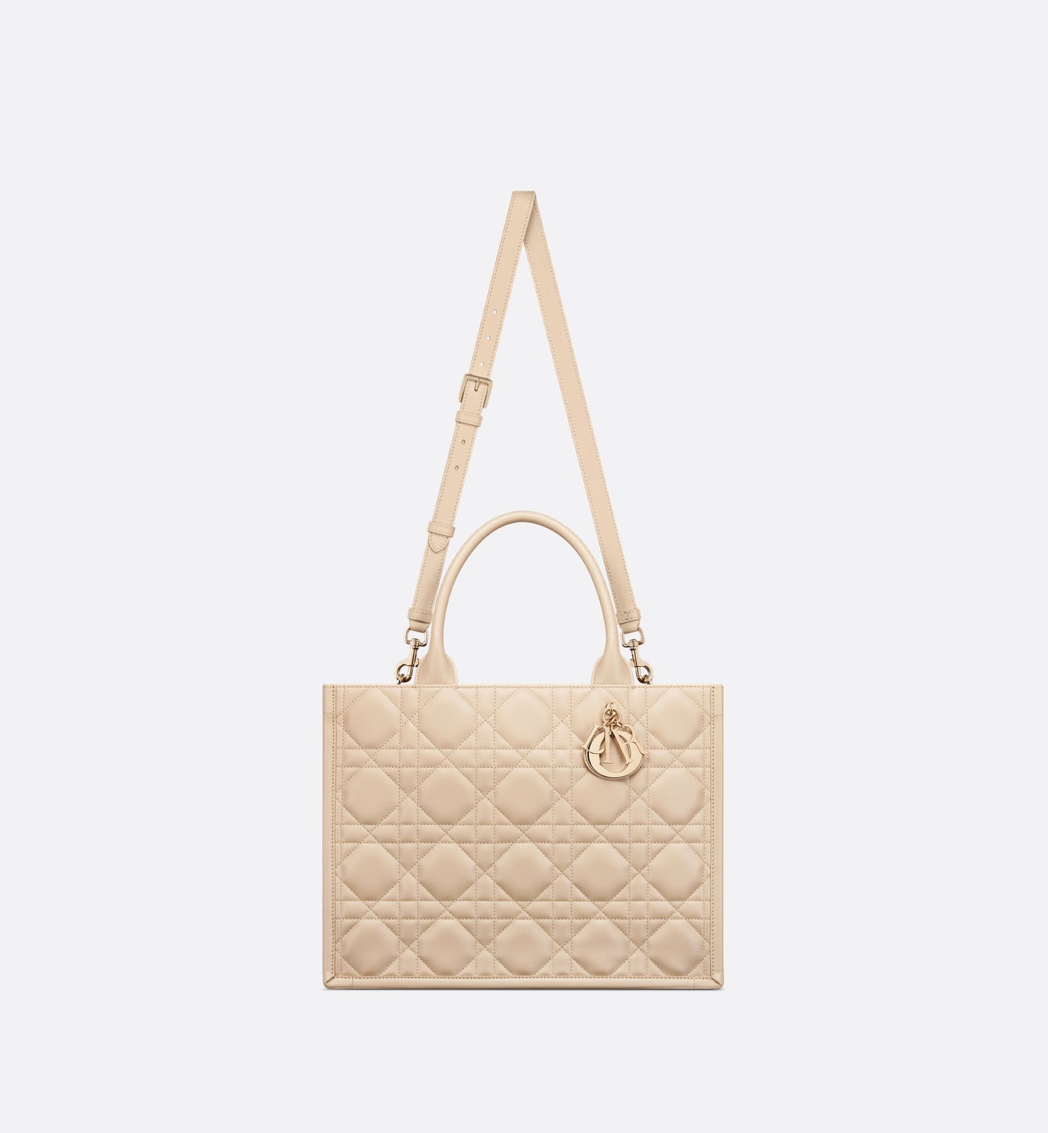 Medium Dior Book Tote Powder Beige Macrocannage Calfskin