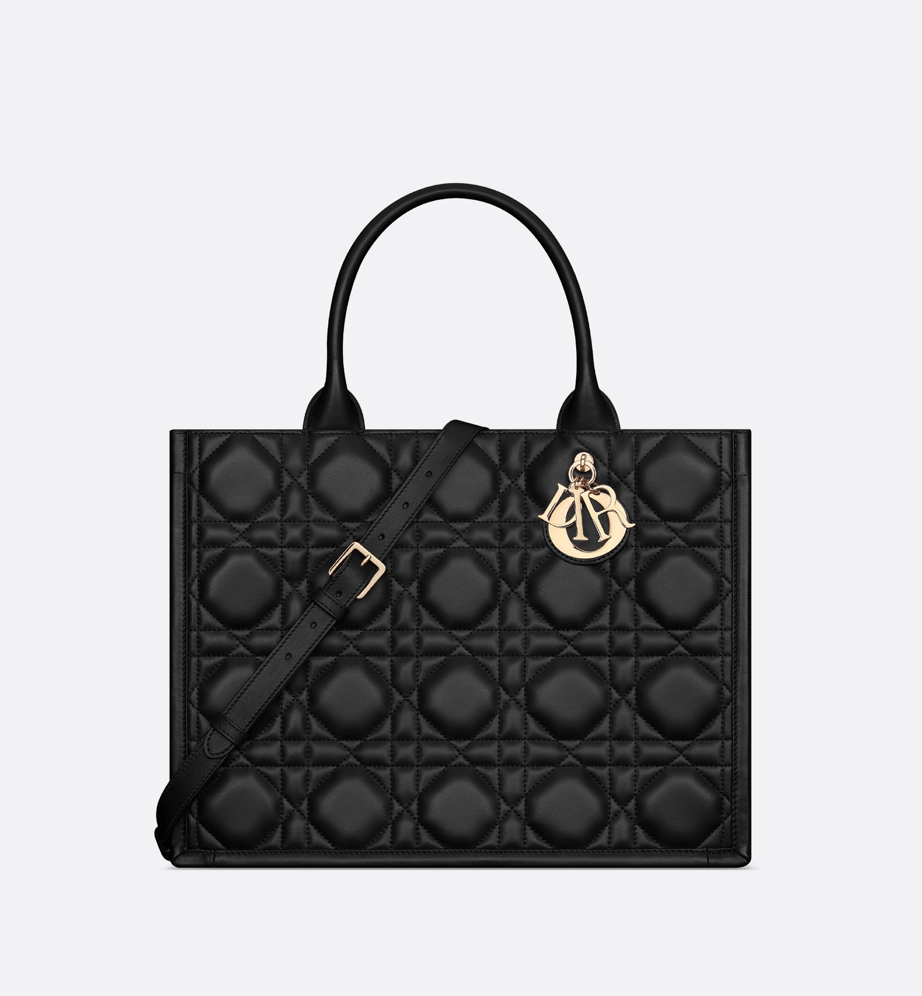 Medium Dior Book Tote Black Macrocannage Calfskin