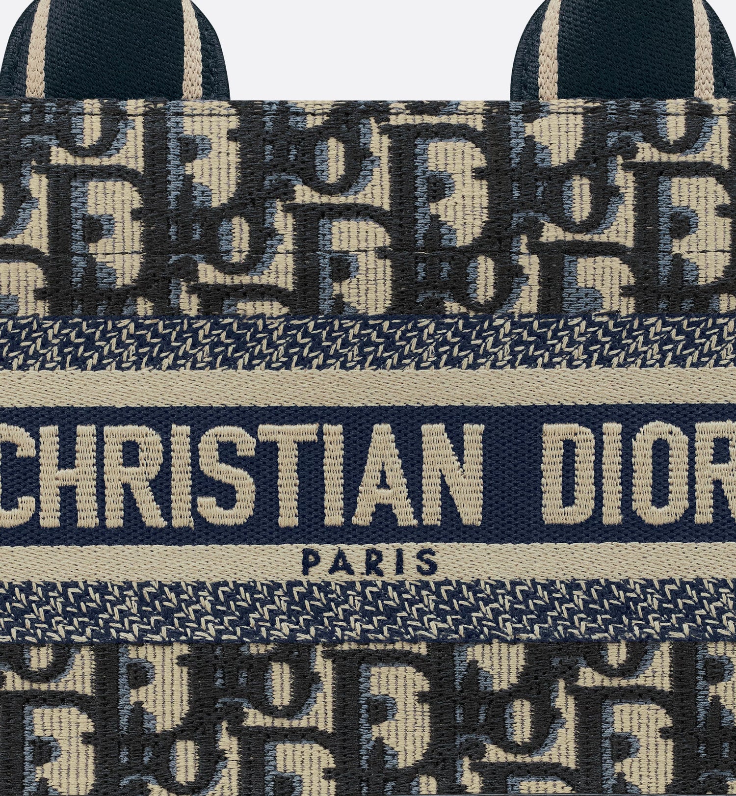 East-West Dior Book Tote with strap Blue Dior Oblique Embroidery and Calfskin