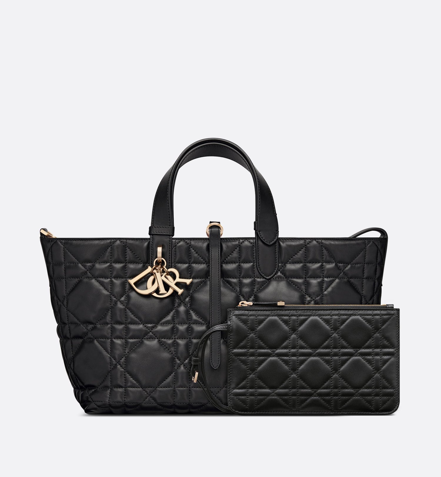 Medium Dior Toujours Bag Black Macrocannage Calfskin