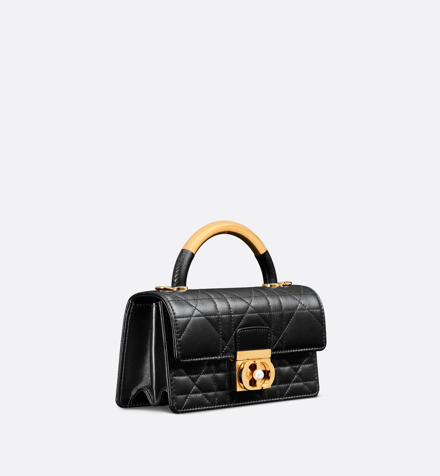 Mini Dior Ange Bag Black Macrocannage Lambskin