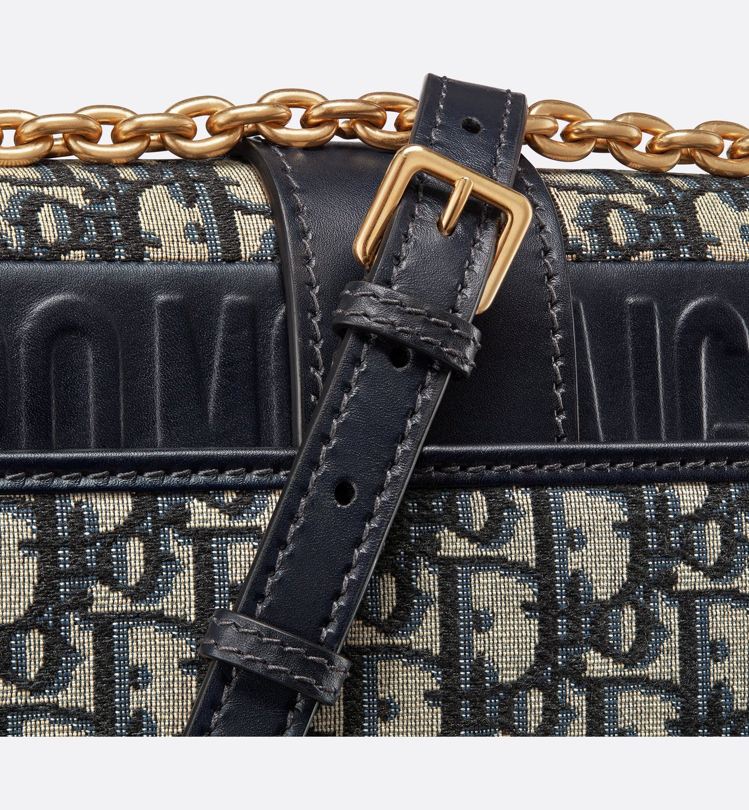 30 Montaigne Chain Bag Blue Dior Oblique Jacquard