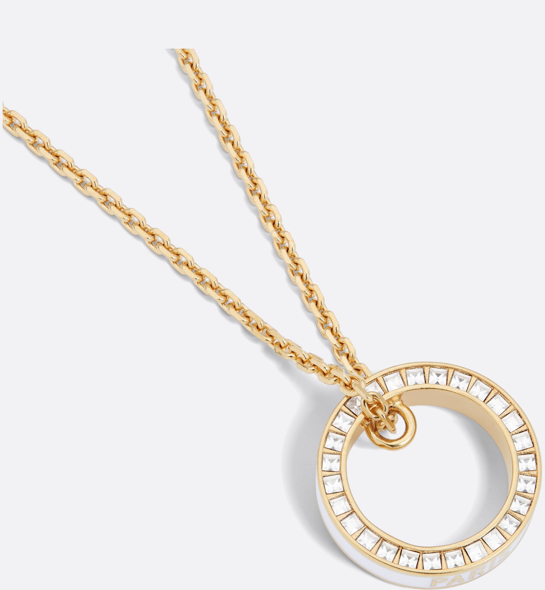 Night Code Necklace Gold Finish Metal White Crystals And White Lacquer