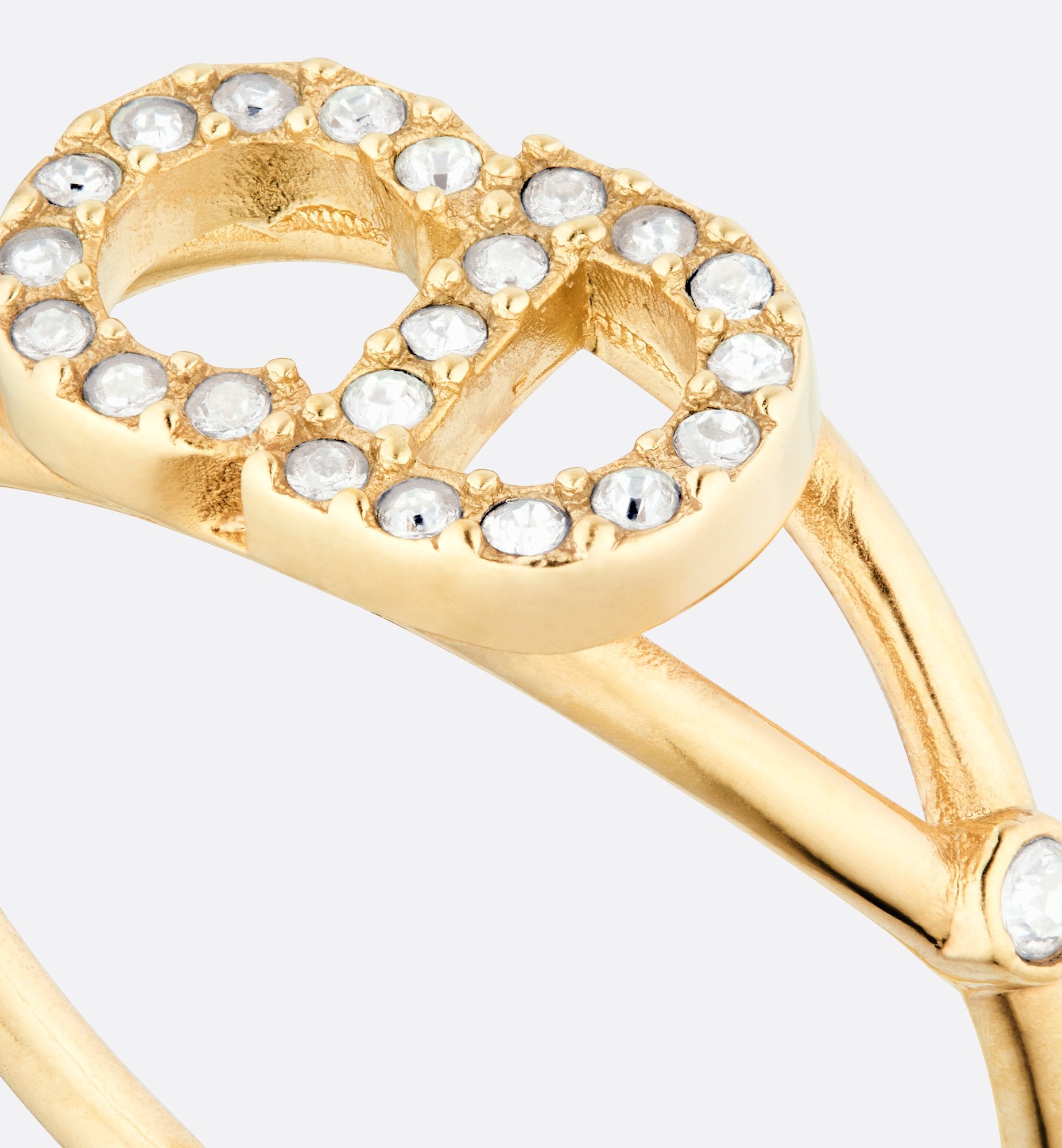 Clair D Lune Ring Gold Finish Metal And White Crystals