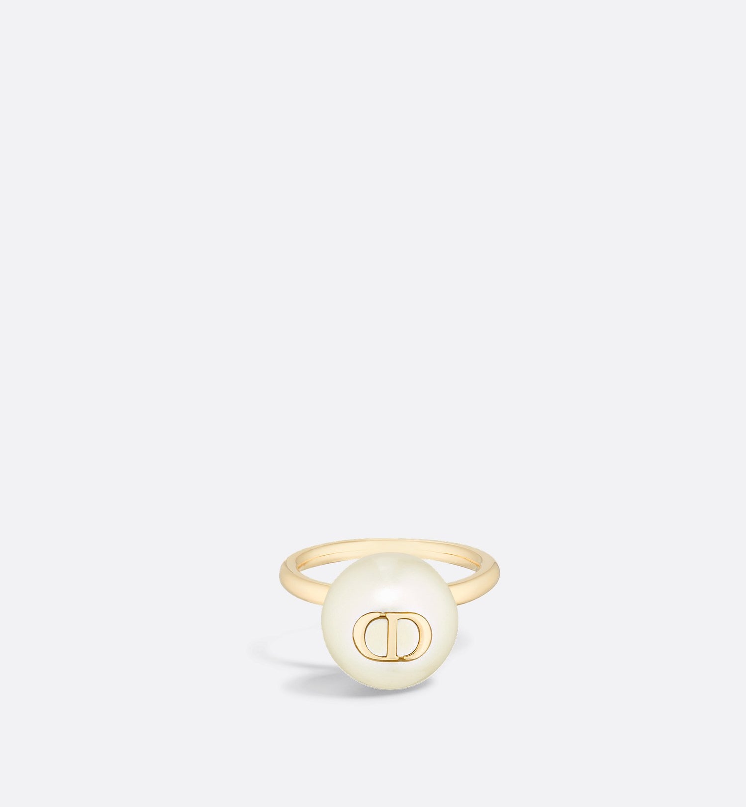 Amulets Ring Matte Gold Finish Metal With White Resin Pearl