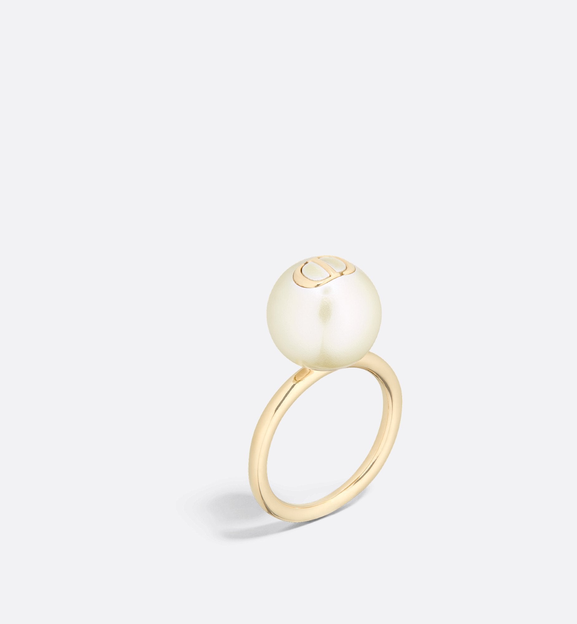 Amulets Ring Matte Gold Finish Metal With White Resin Pearl