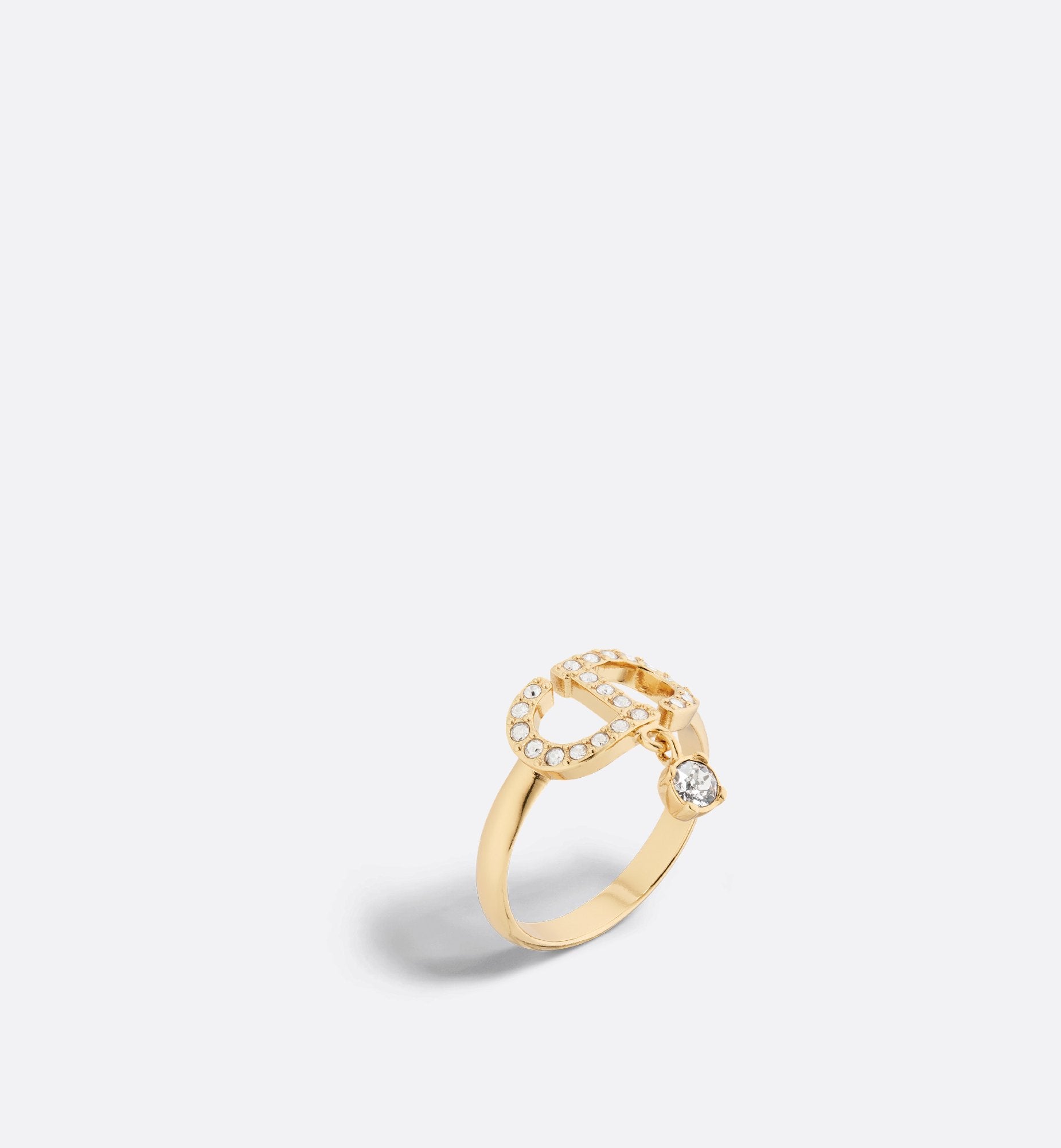 Petit Cd Ring Gold Finish Metal And Silver Tone Crystals