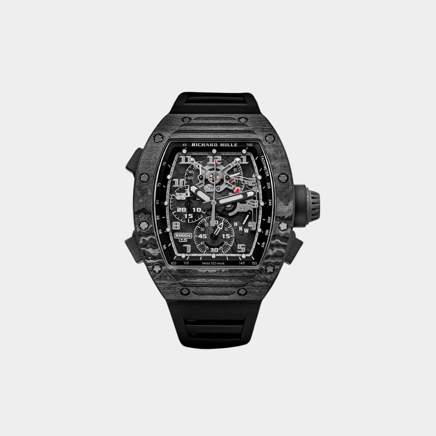 Rm 004 V3 Ca Split Seconds Chronograph Ntpt Carbon 49Mm Black Rubber Straps Men’S Watch