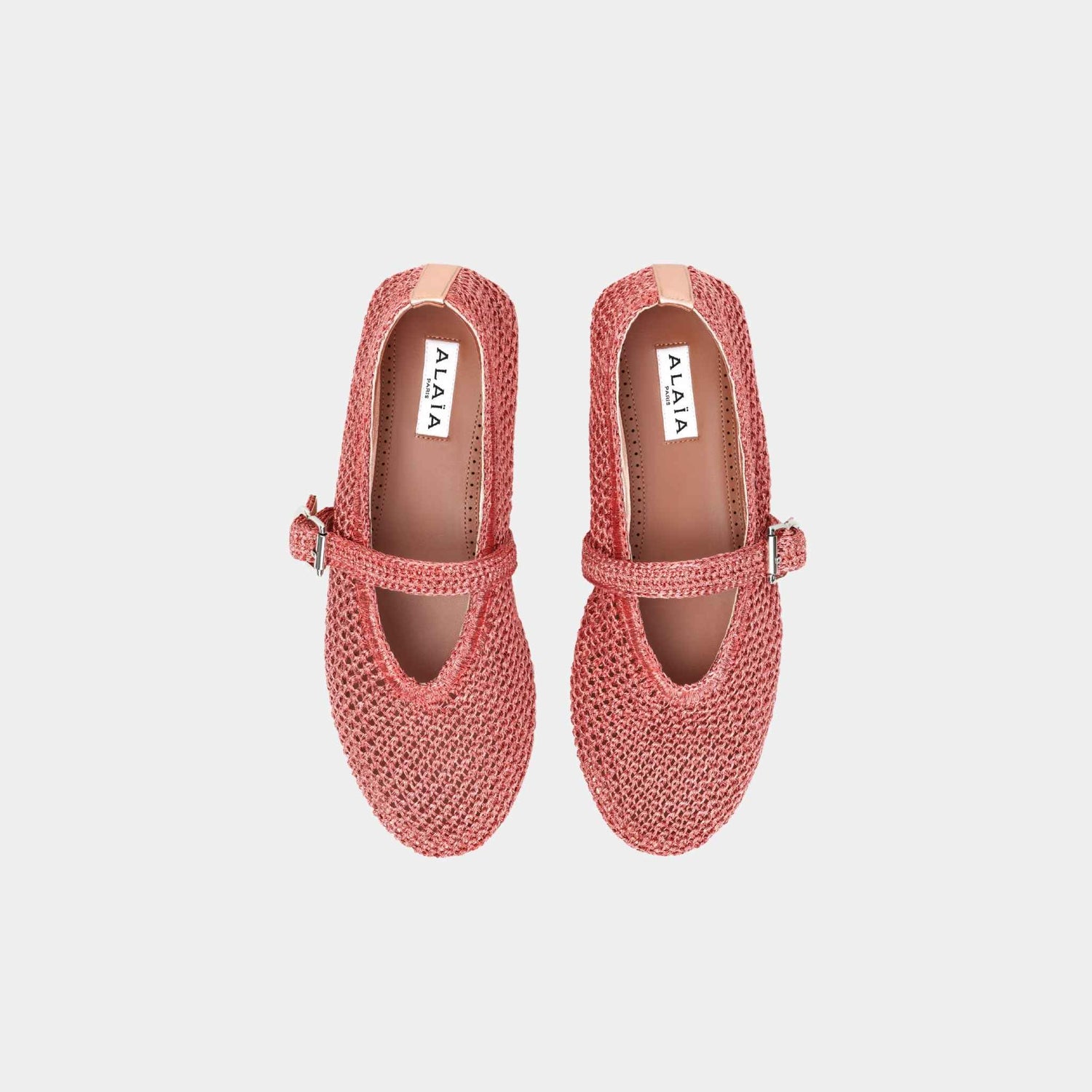 Alaia Ballet Flats In Knitted Lurex, Coral, Top