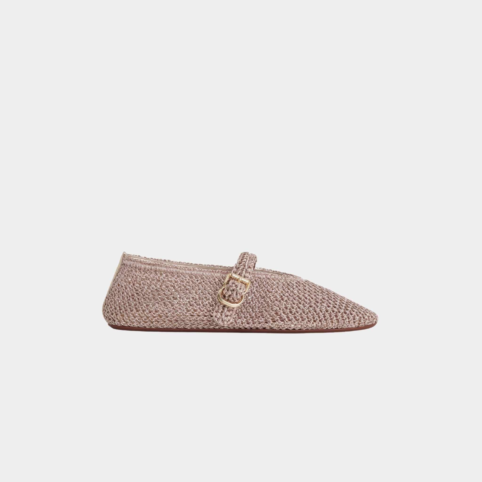 Alaia Ballet Flats In Knitted Lurex, Gold, Side