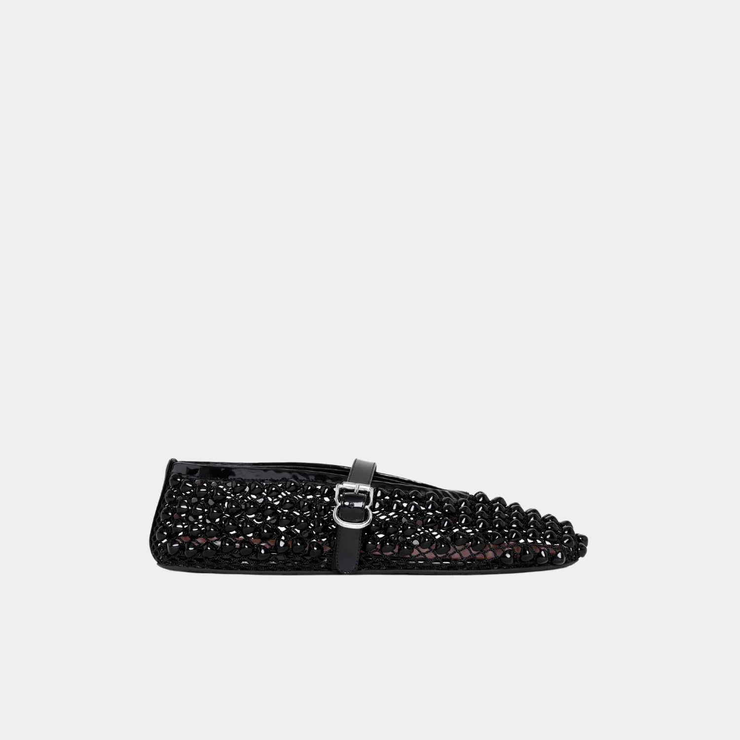 Alaia Ballet flats With Studs On Fishnet, Side, Black