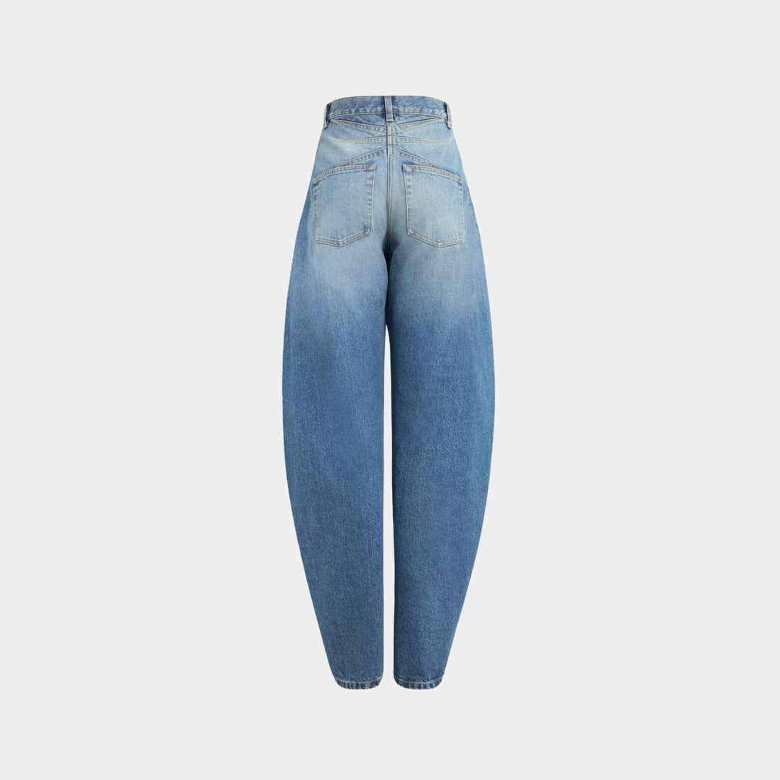 alt
جينز Alaia بقَصّة Barrel-Leg من دنيم باهت، Bleu Vintage، من الخلف