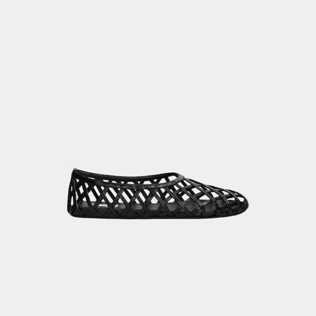 Alaia Cage Patent Leather Ballerinas, Black, Side