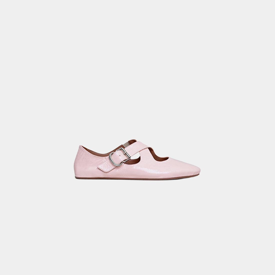 Alaia Criss Cross Ballerina Flats In Naplak, Pink, Side