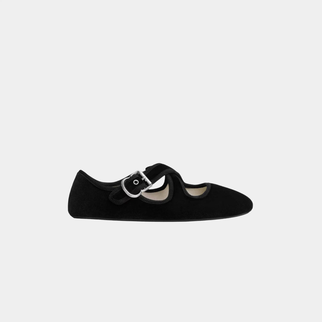 Alaia Criss Cross Ballet Flats in Velvet, Black, Side