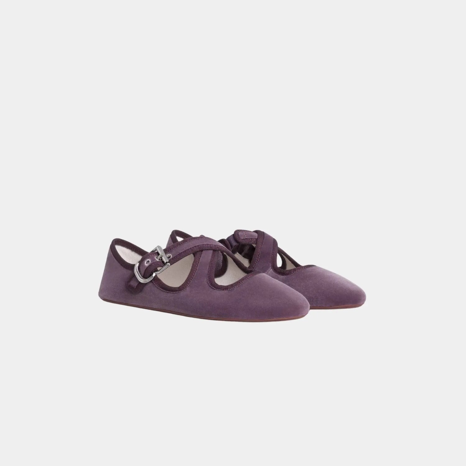 Alaia Criss Cross Ballet Flats in Velvet, Violet, Front