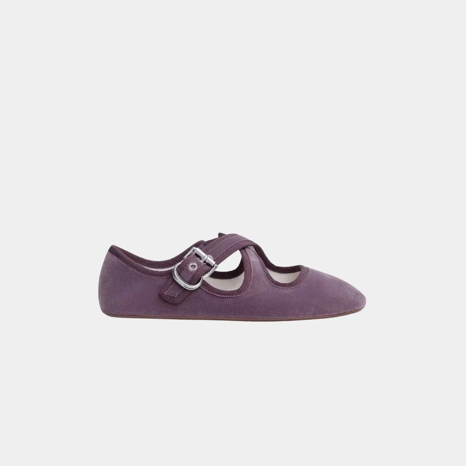 Alaia Criss Cross Ballet Flats in Velvet, Violet, Side