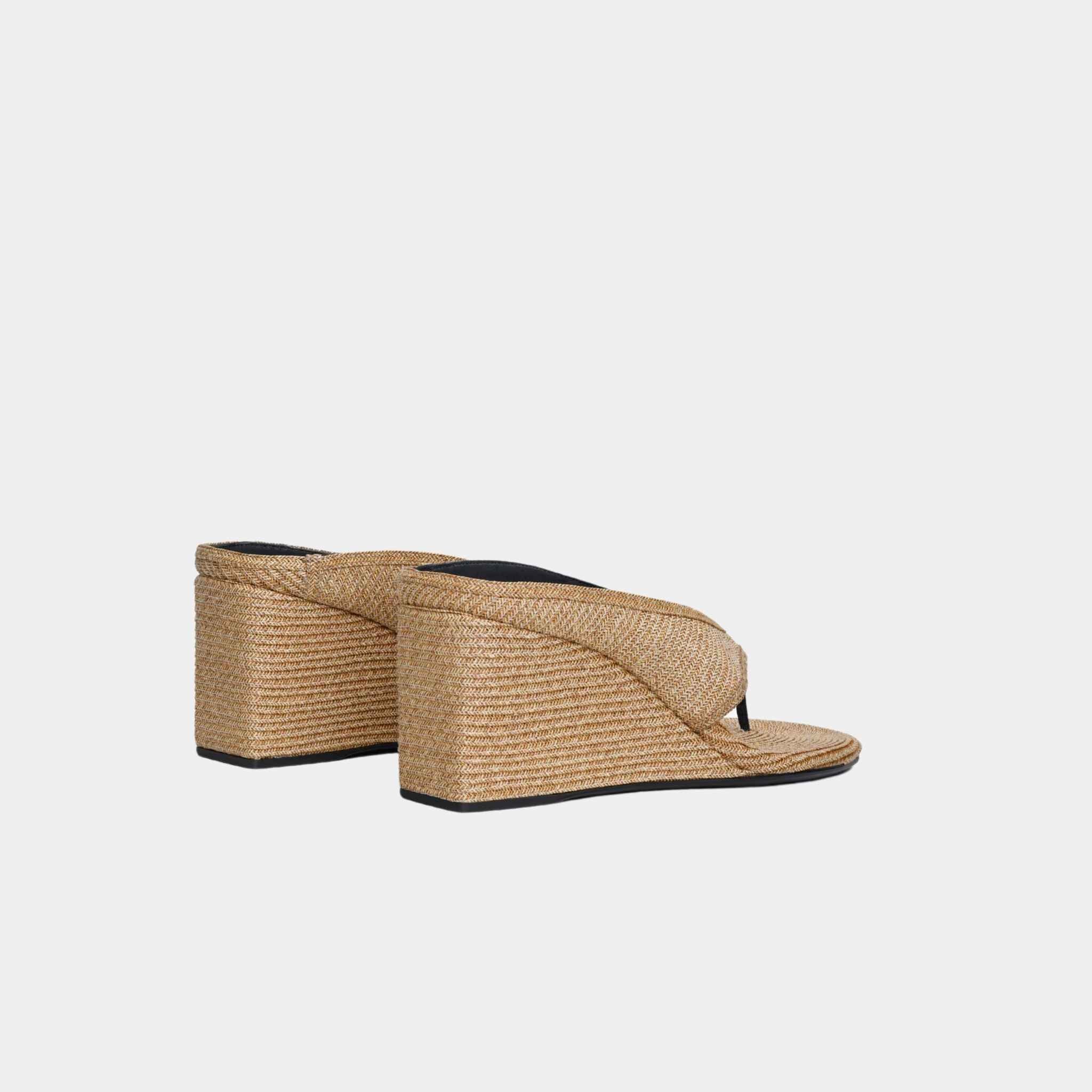 Alaia Cube Thong Mules In Paper Straw, Natural, Back