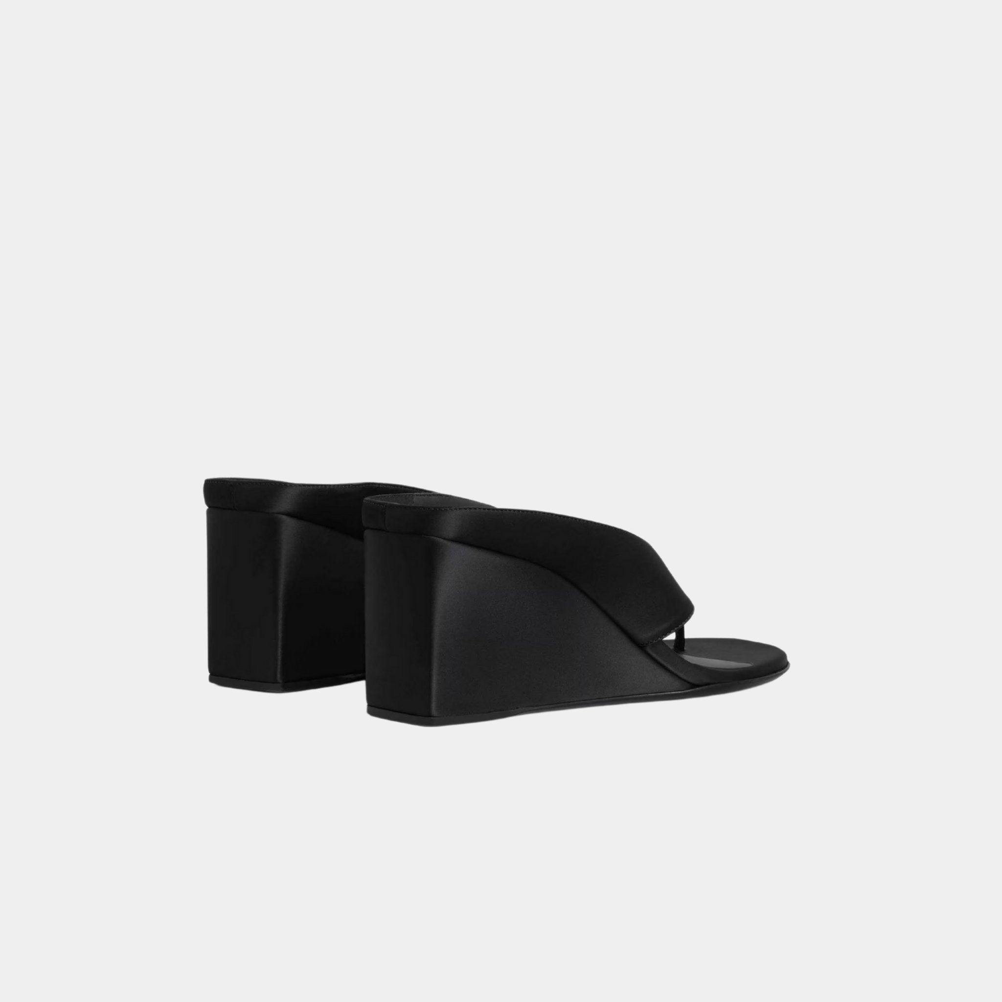 Alaia Cube Thong Mules In Satin, Black, Back