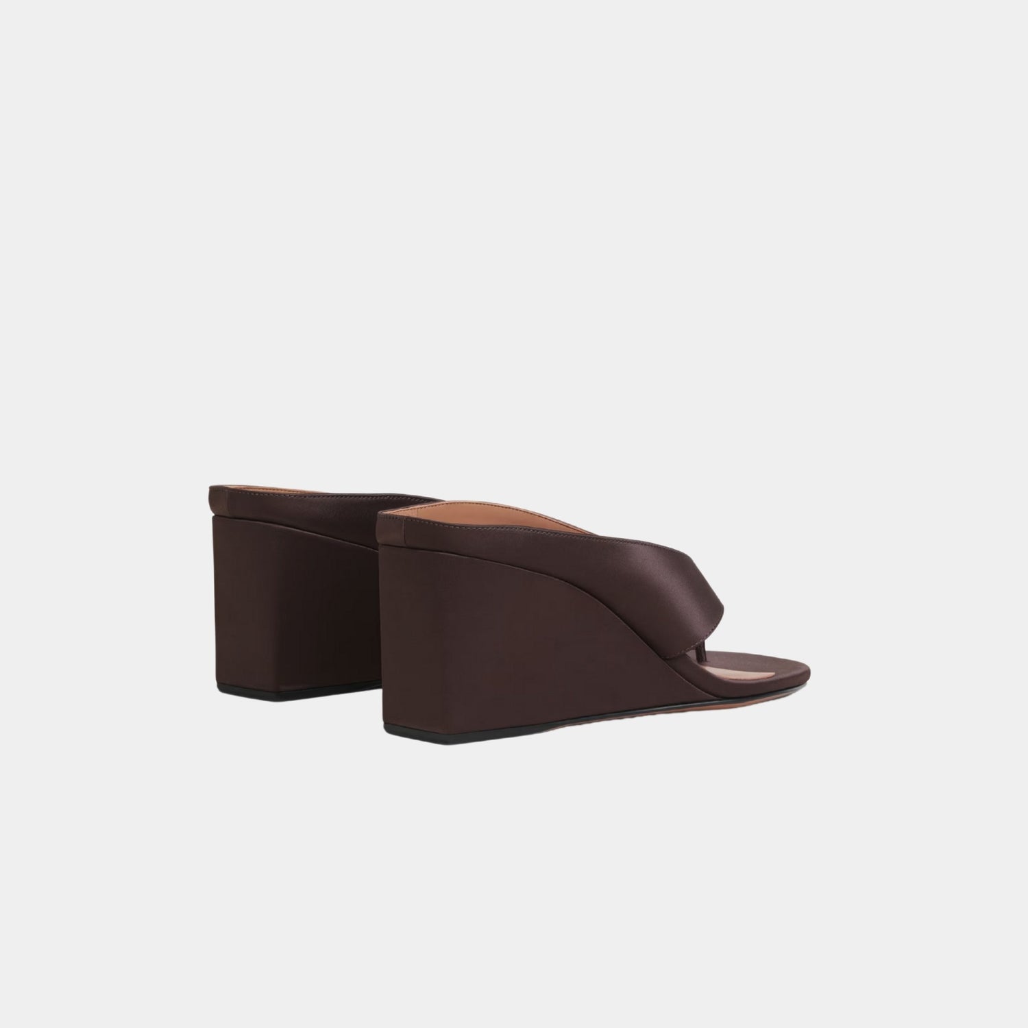 Alaia Cube Thong Mules In Satin, Dark Brown, Back