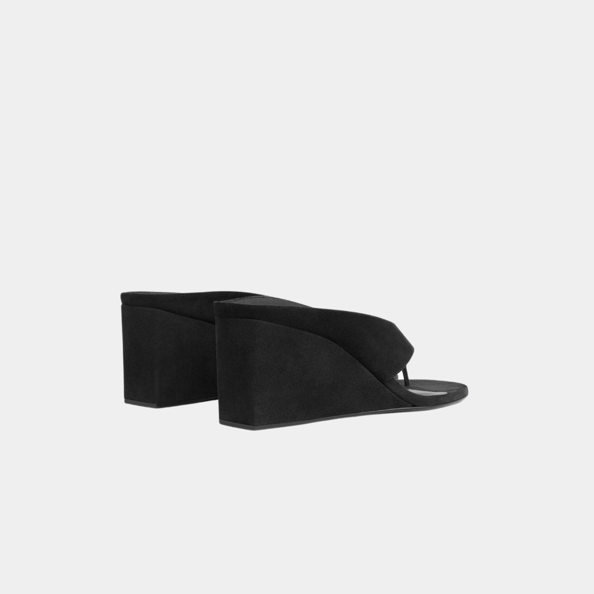 Alaia Cube Thong Mules In Suede Goatskin, Black, Back