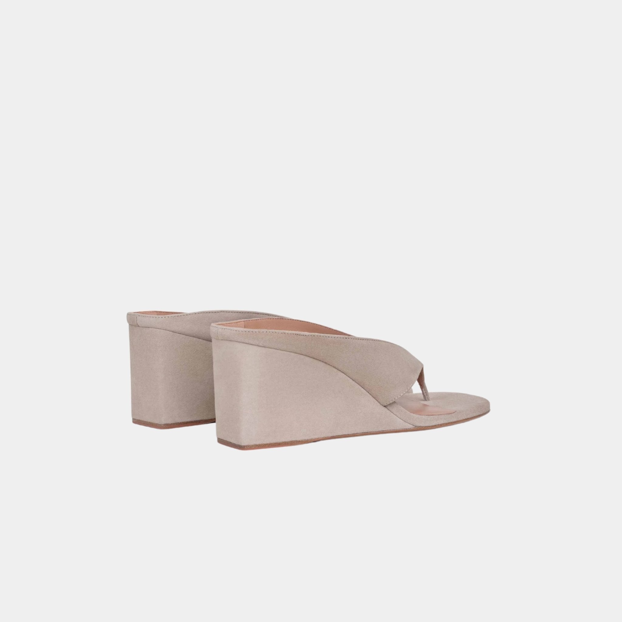 Alaia Cube Thong Mules In Suede Goatskin, Grege, Back