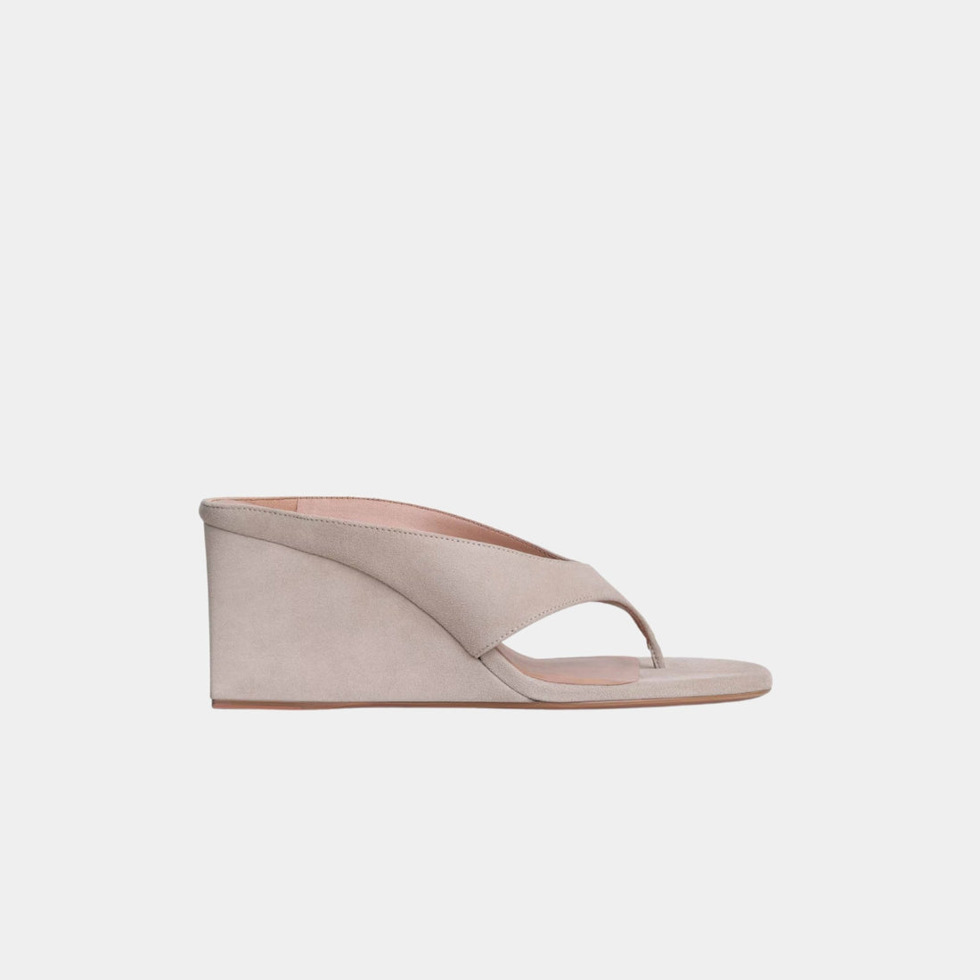 Alaia Cube Thong Mules In Suede Goatskin, Grege, Side