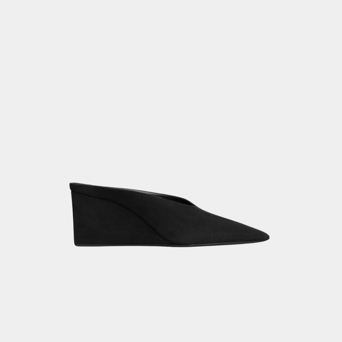 Alaia Cube Wedge Mules In Suede Goatskin, Black, Side
