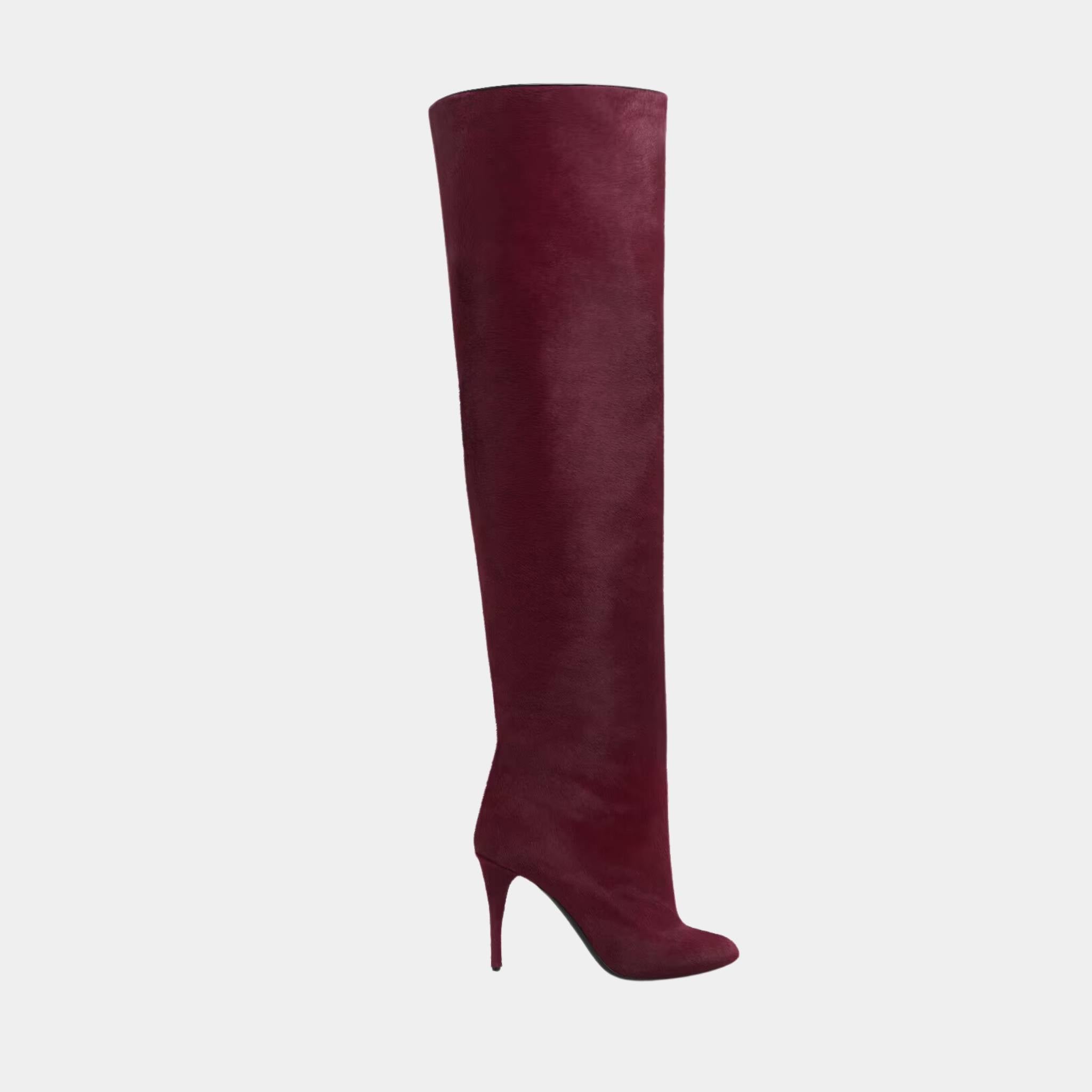 Alaia Decollete Cuissardes In Haircalf, Red, Side View