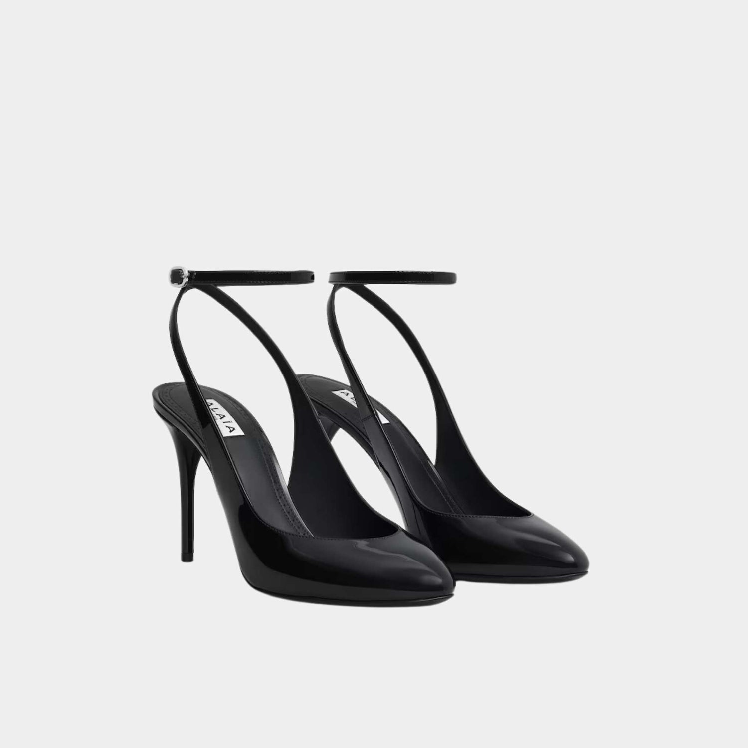 Alaia Decollete Slingbacks In Patent Calfskin, Black, Front View