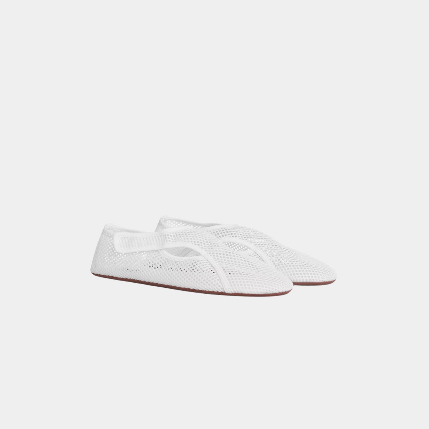 Alaia Fishnet Slippers, White, Front